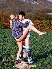 These horny teens fucking at the wild fields