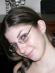 Amateur Brunette Freckled Face Teen Wearing Glasses