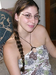 Amateur Brunette Freckled Face Teen Wearing Glasses