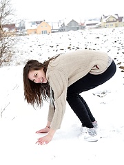 Large snowball throwing daring teenager nailed hardcore